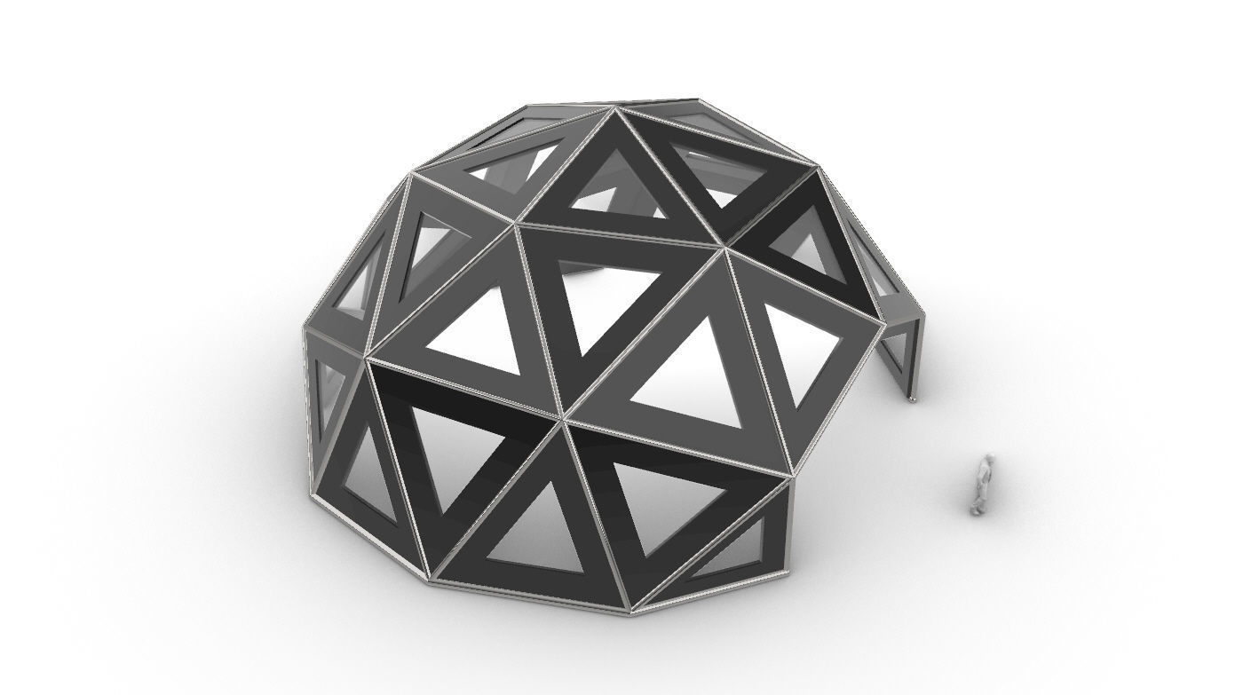 Geodesic Dome Large with Frame and Panels and Entryway 3D model_35