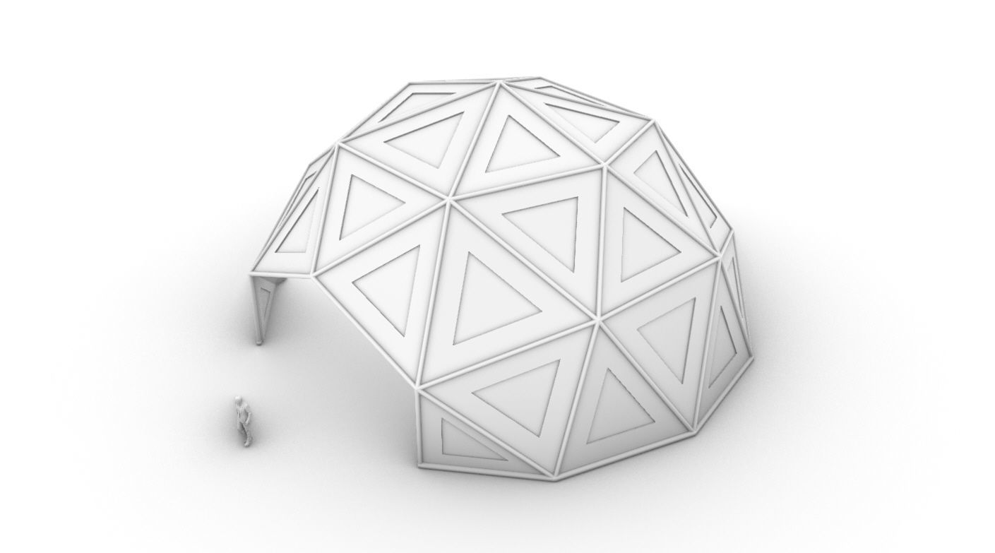 Geodesic Dome Large with Frame and Panels and Entryway 3D model_40