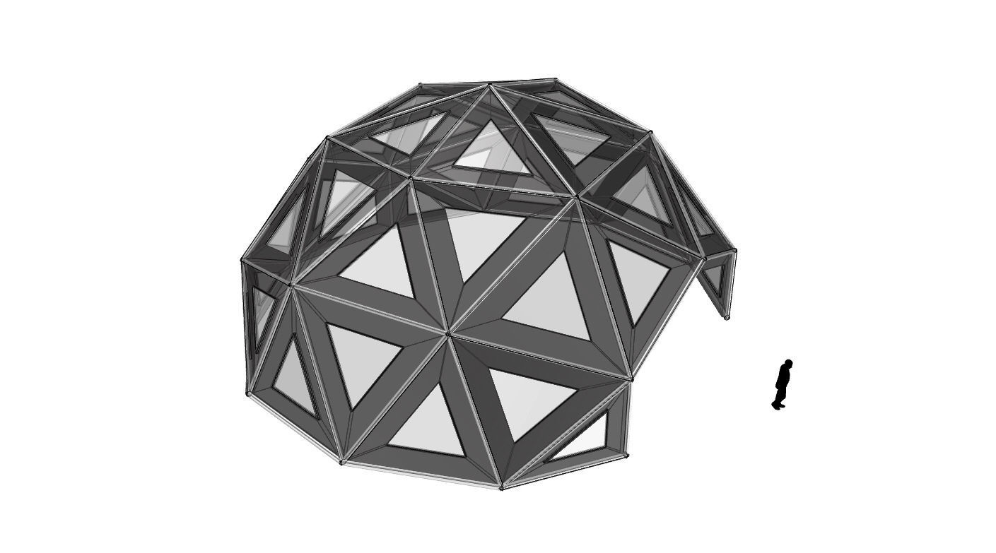 Geodesic Dome Large with Frame and Panels and Entryway 3D model_75