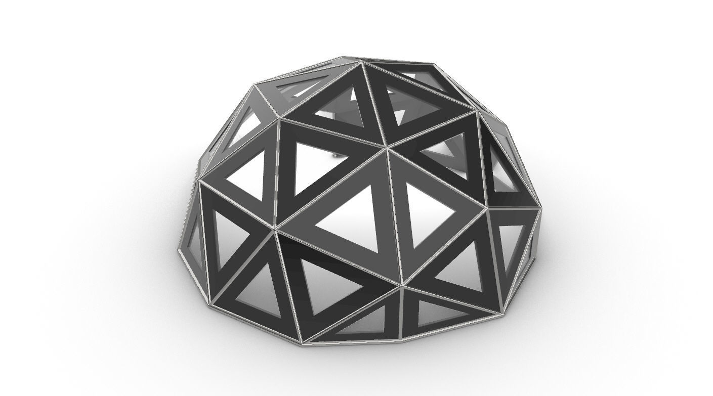 Geodesic Dome Large with Frame and Panels and Entryway 3D model_27