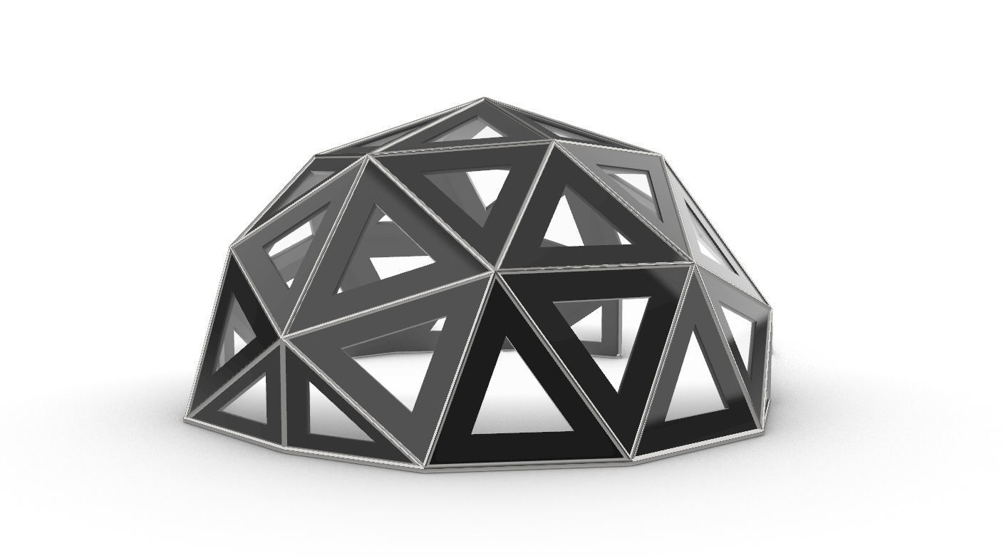 Geodesic Dome Large with Frame and Panels and Entryway 3D model_12