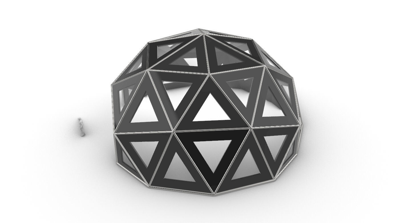 Geodesic Dome Large with Frame and Panels and Entryway 3D model_23