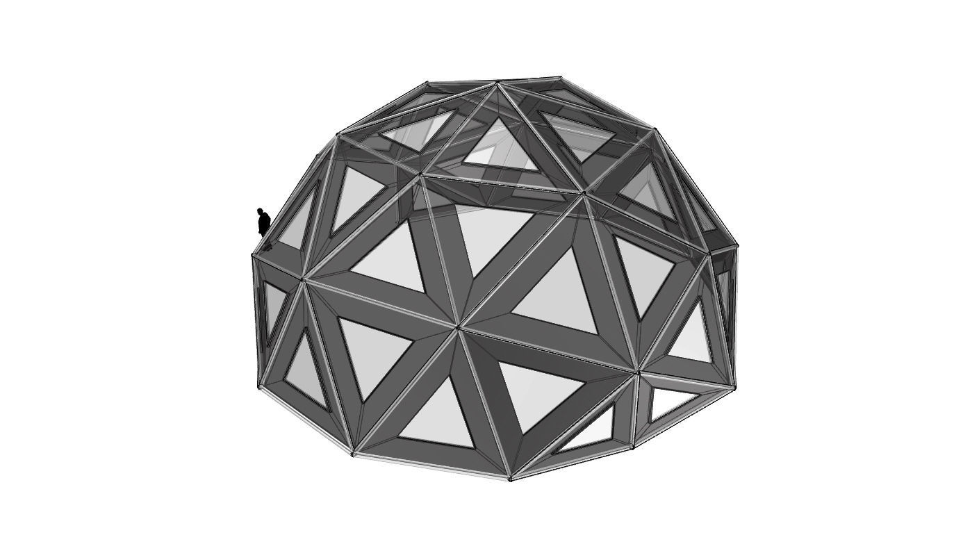 Geodesic Dome Large with Frame and Panels and Entryway 3D model_65