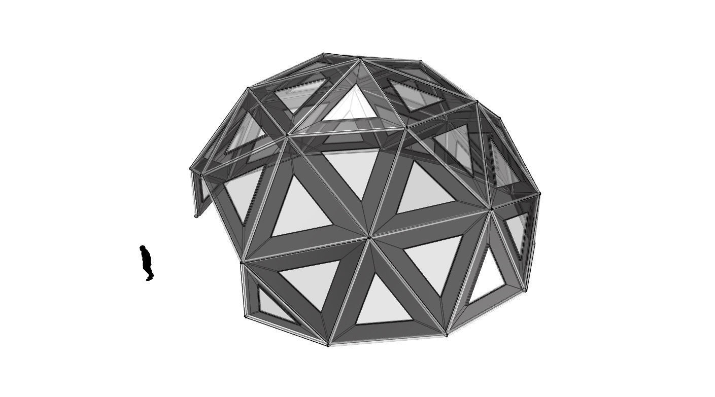 Geodesic Dome Large with Frame and Panels and Entryway 3D model_61