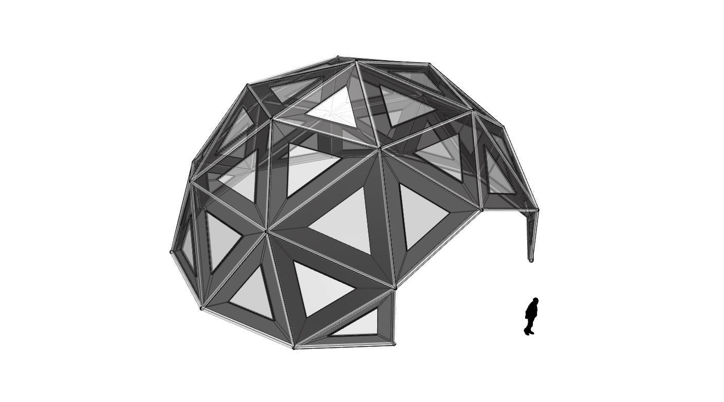 Geodesic Dome Large with Frame and Panels and Entryway 3D model_76