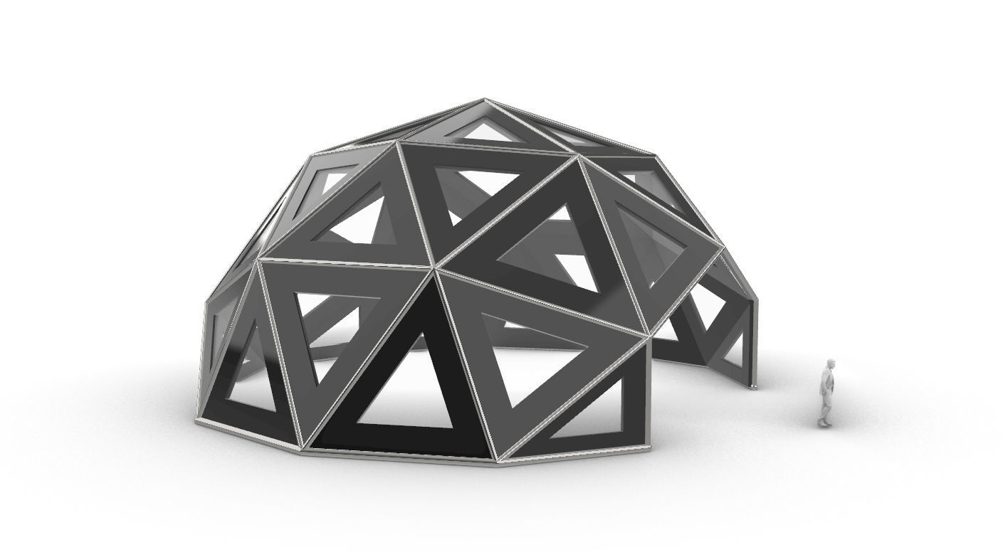 Geodesic Dome Large with Frame and Panels and Entryway 3D model_15
