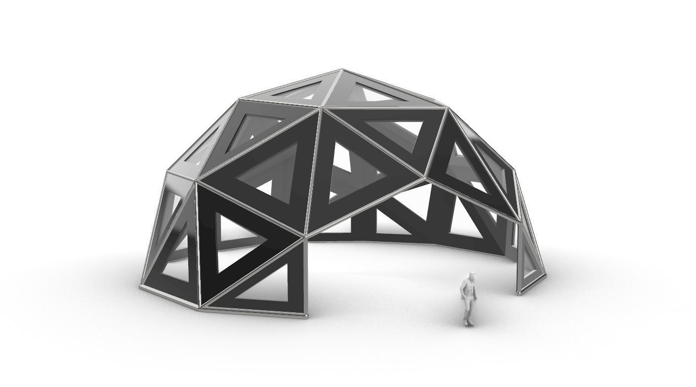 Geodesic Dome Large with Frame and Panels and Entryway 3D model_17