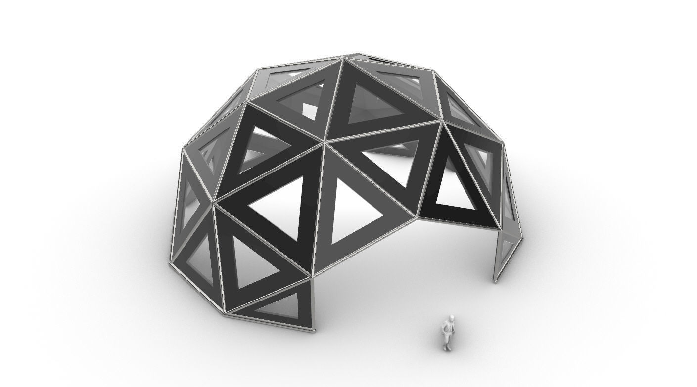 Geodesic Dome Large with Frame and Panels and Entryway 3D model_38
