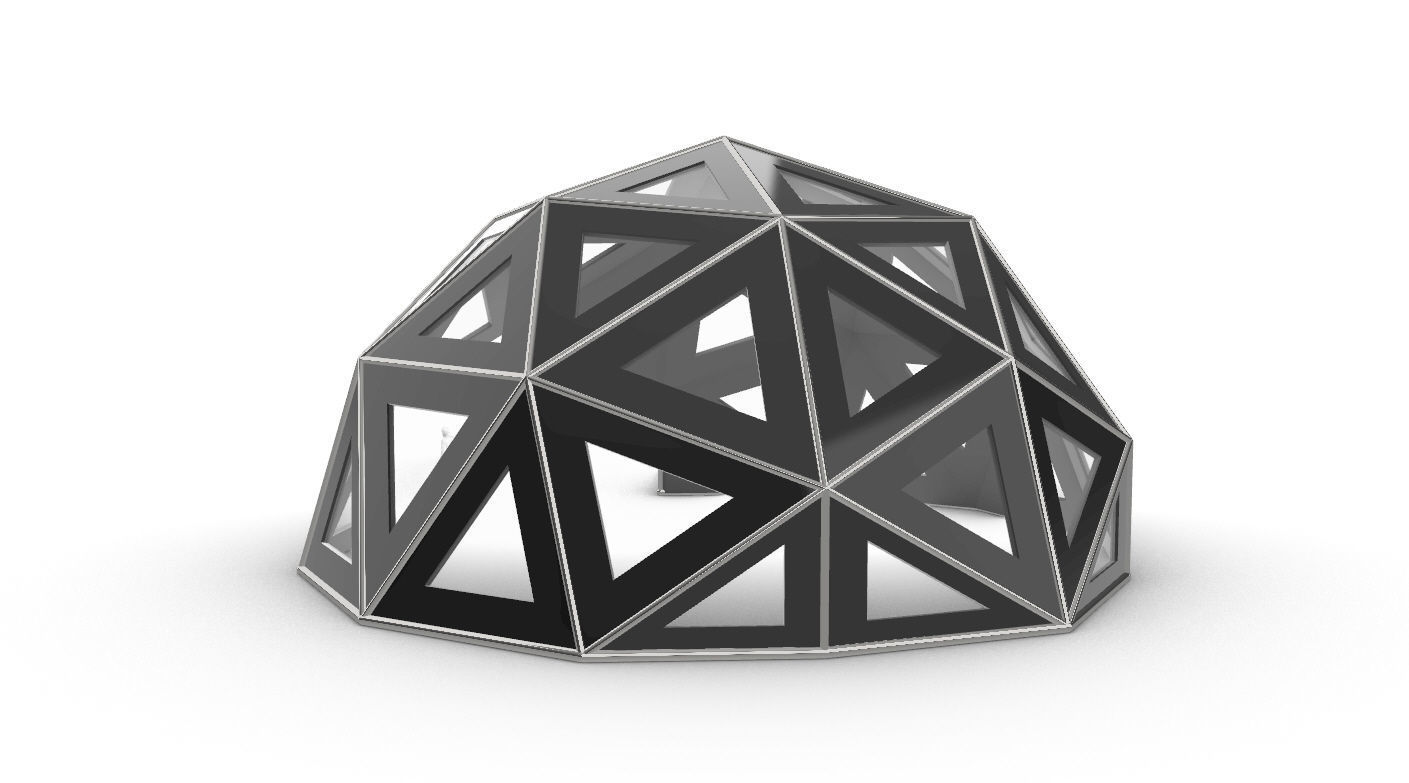 Geodesic Dome Large with Frame and Panels and Entryway 3D model_6