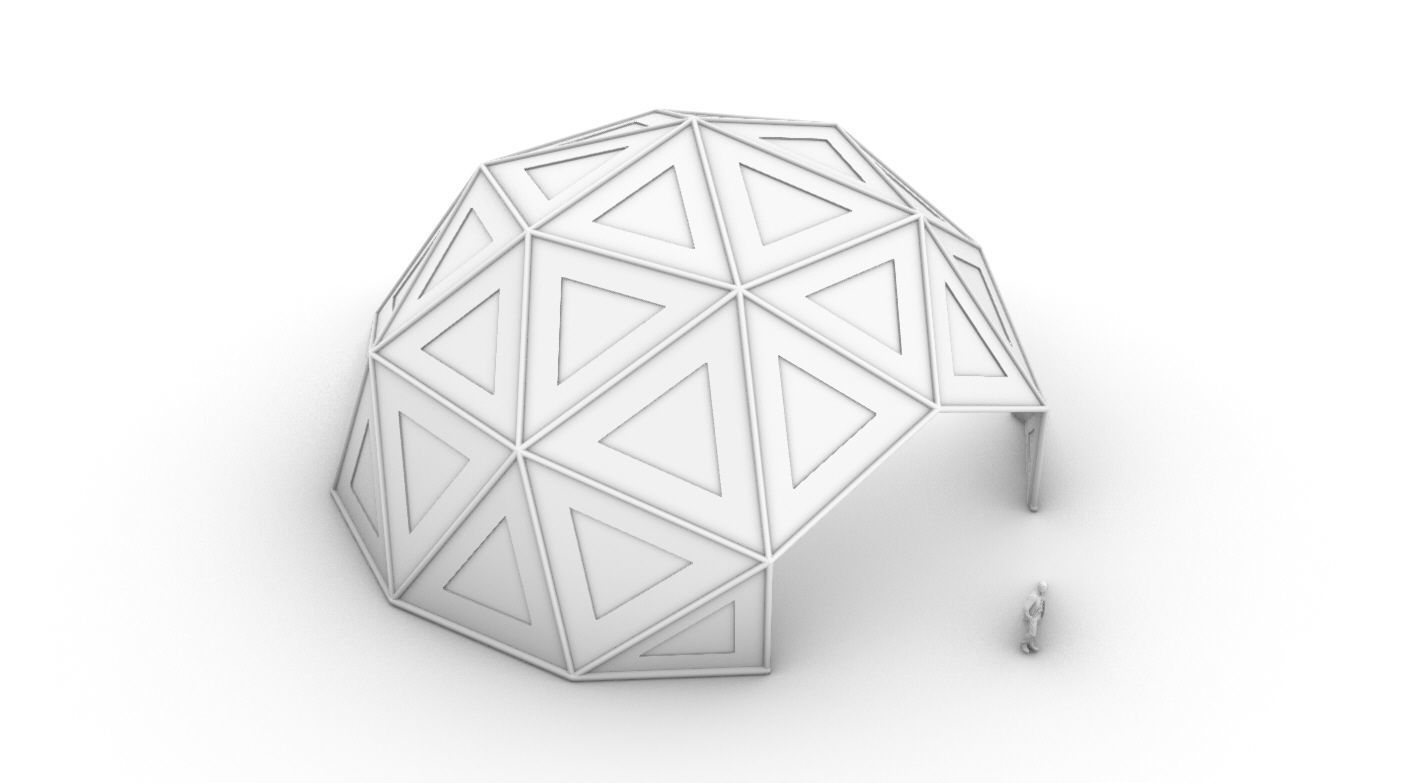 Geodesic Dome Large with Frame and Panels and Entryway 3D model_56