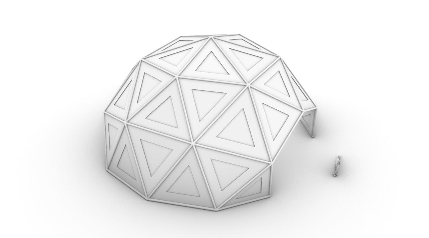 Geodesic Dome Large with Frame and Panels and Entryway 3D model_54