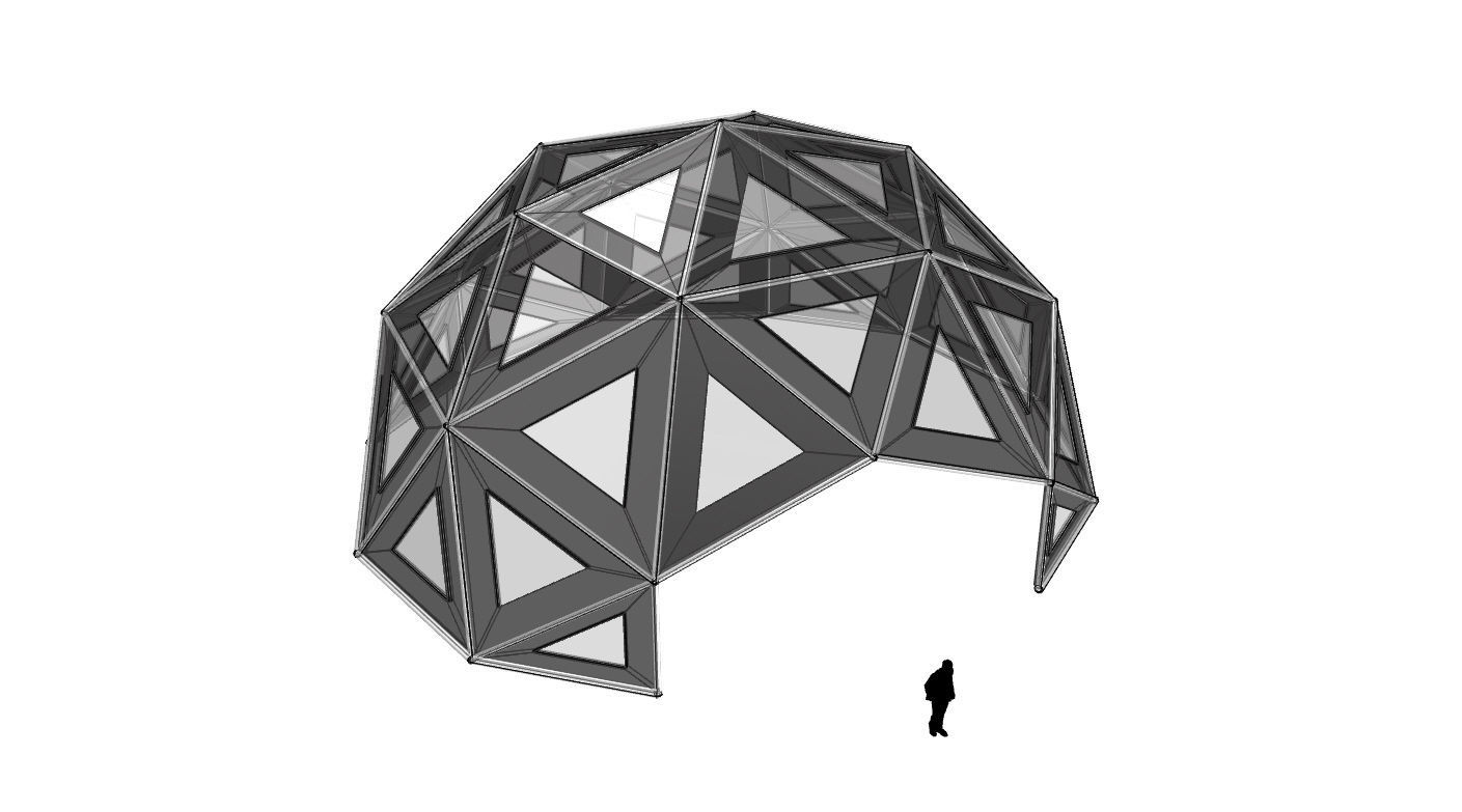 Geodesic Dome Large with Frame and Panels and Entryway 3D model_78