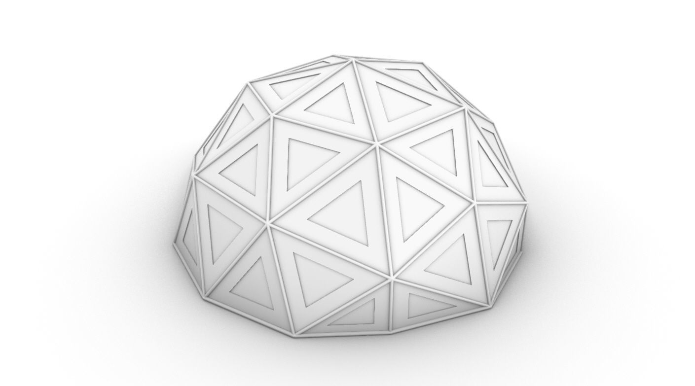 Geodesic Dome Large with Frame and Panels and Entryway 3D model_46