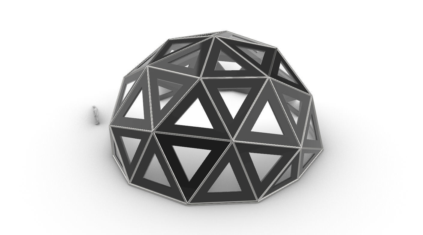 Geodesic Dome Large with Frame and Panels and Entryway 3D model_24