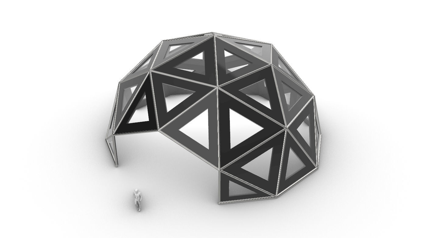 Geodesic Dome Large with Frame and Panels and Entryway 3D model_20