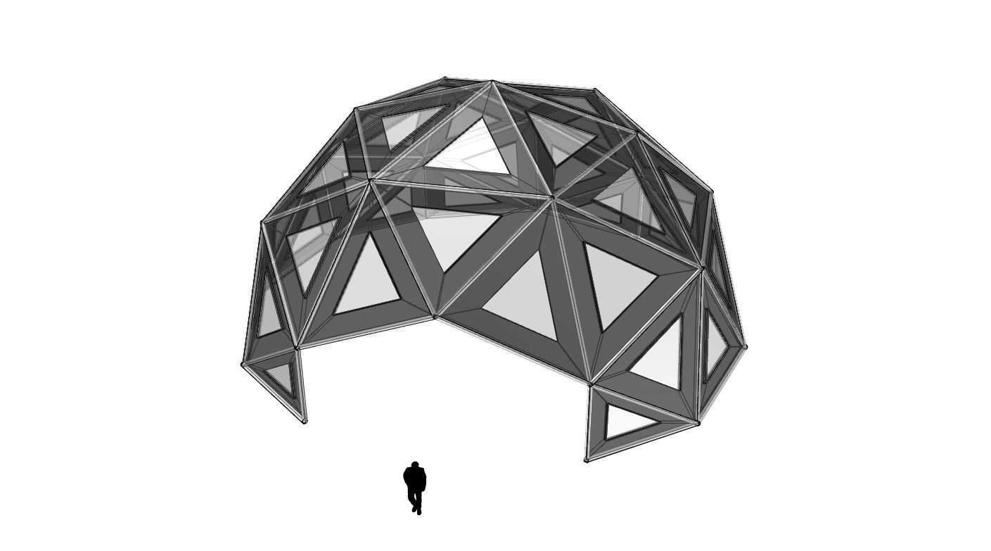 Geodesic Dome Large with Frame and Panels and Entryway 3D model_77