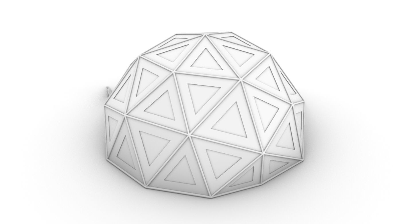 Geodesic Dome Large with Frame and Panels and Entryway 3D model_45