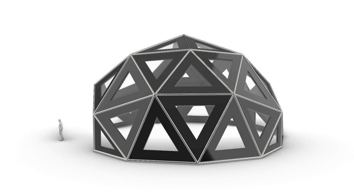 Geodesic Dome Large with Frame and Panels and Entryway 3D model_3