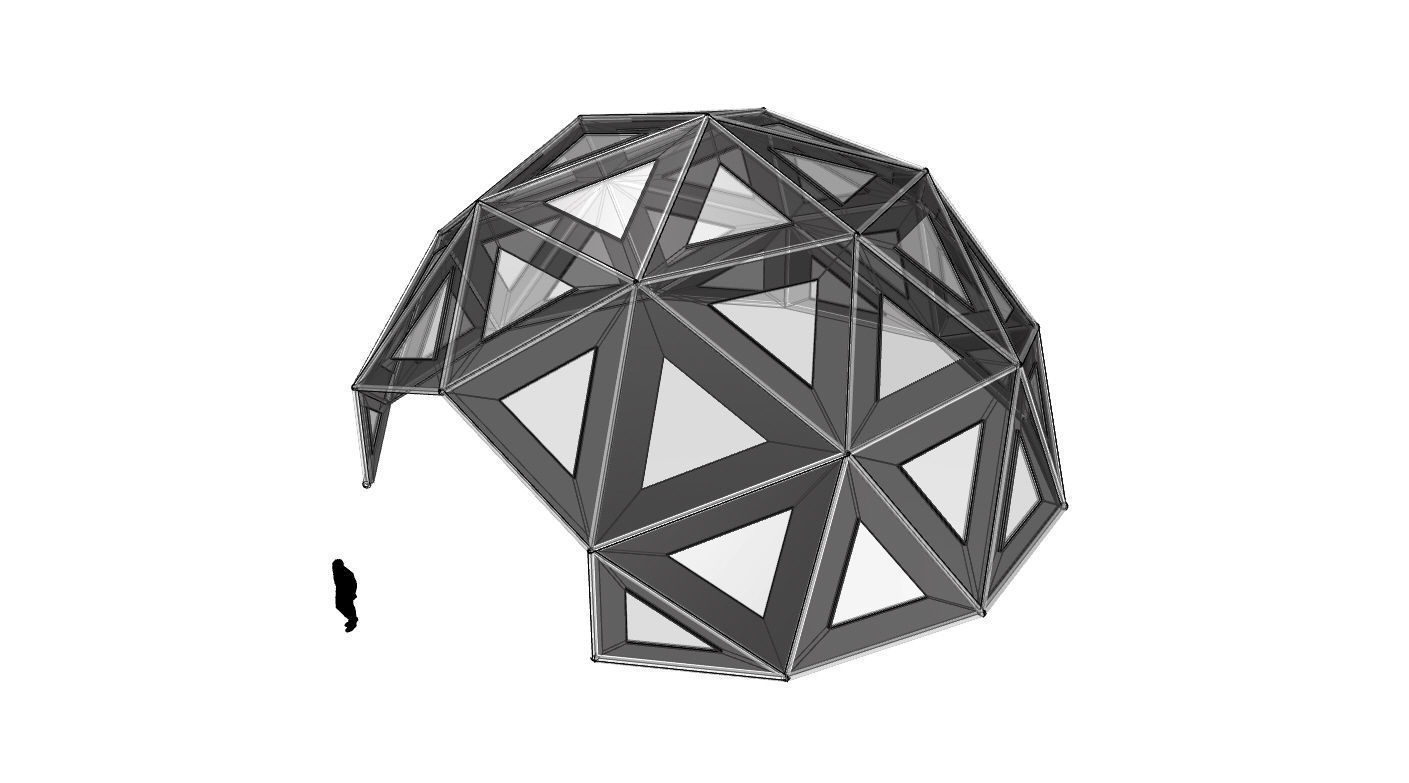 Geodesic Dome Large with Frame and Panels and Entryway 3D model_62