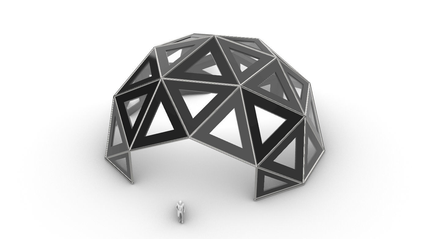 Geodesic Dome Large with Frame and Panels and Entryway 3D model_37