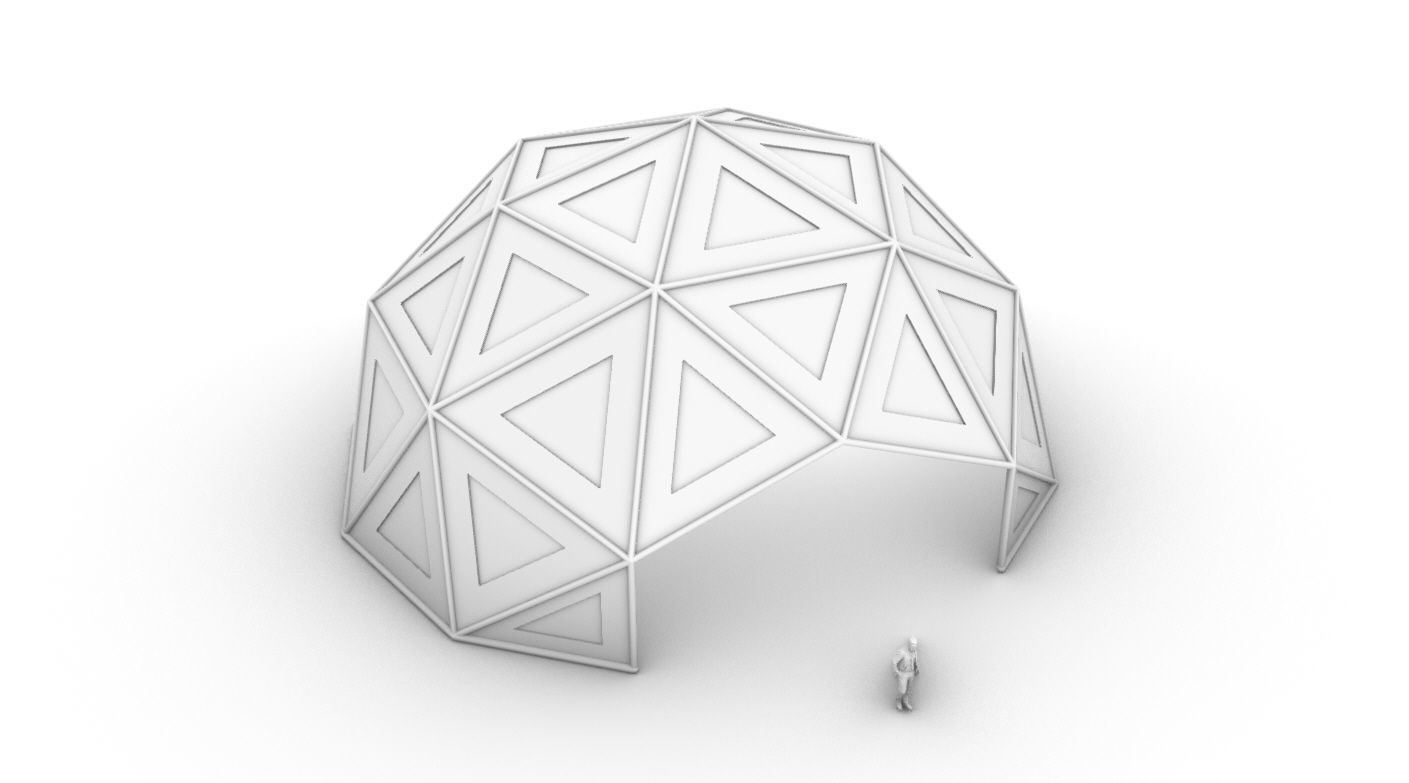 Geodesic Dome Large with Frame and Panels and Entryway 3D model_58