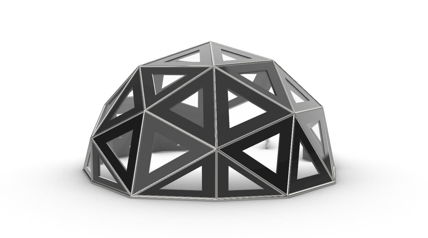 Geodesic Dome Large with Frame and Panels and Entryway 3D model_10
