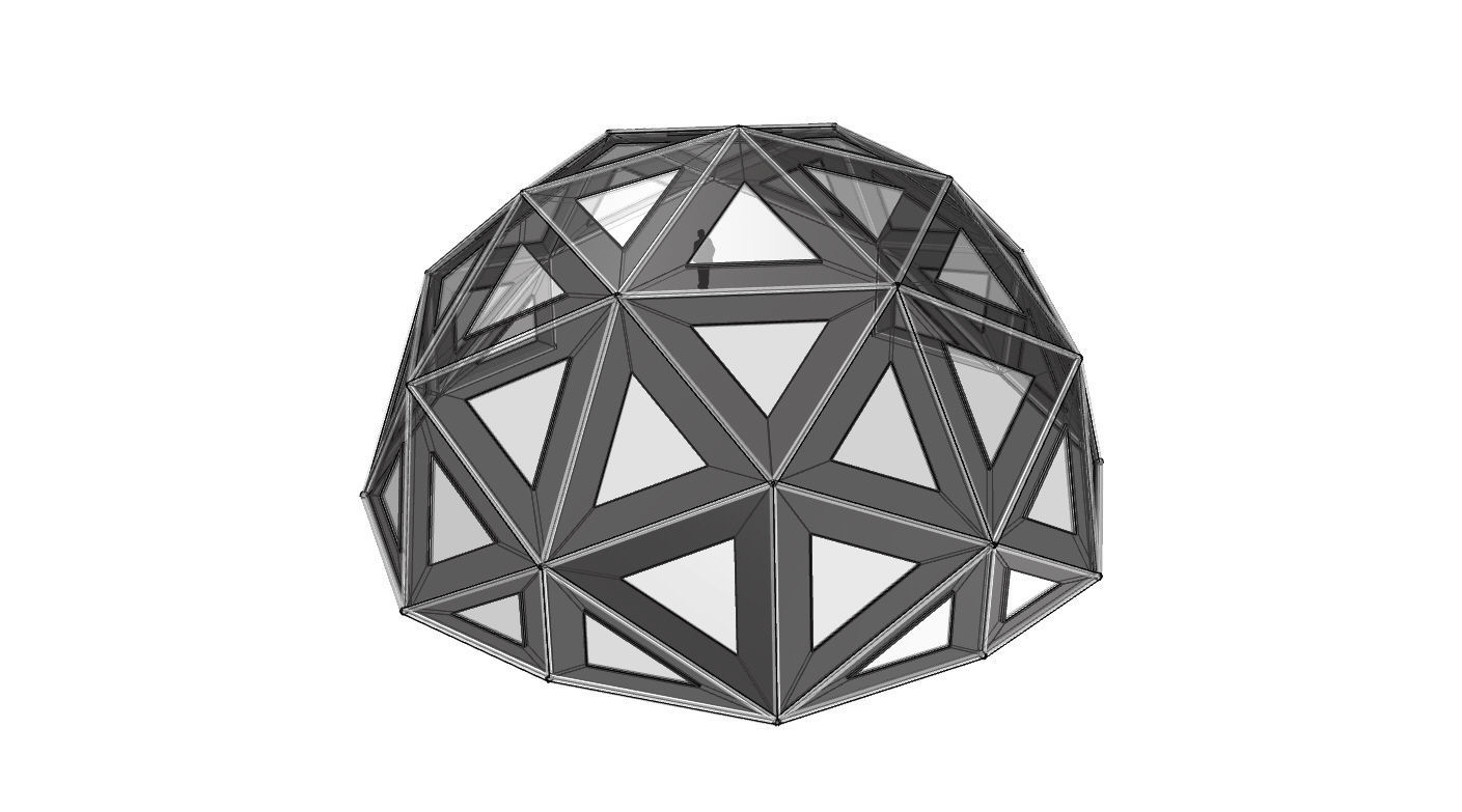 Geodesic Dome Large with Frame and Panels and Entryway 3D model_68