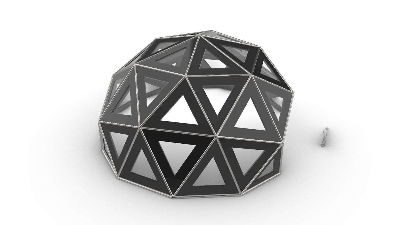 Geodesic Dome Large with Frame and Panels and Entryway 3D model_34