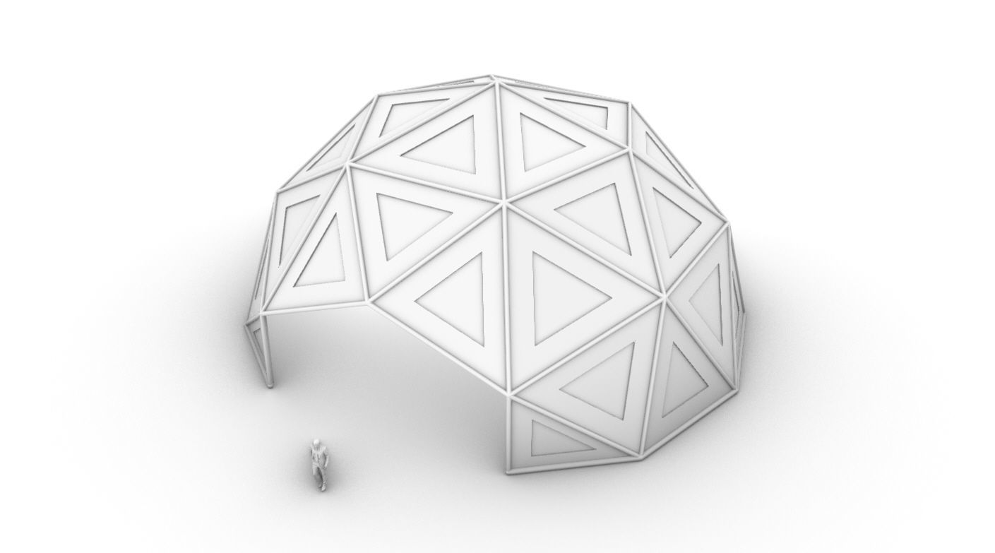 Geodesic Dome Large with Frame and Panels and Entryway 3D model_41