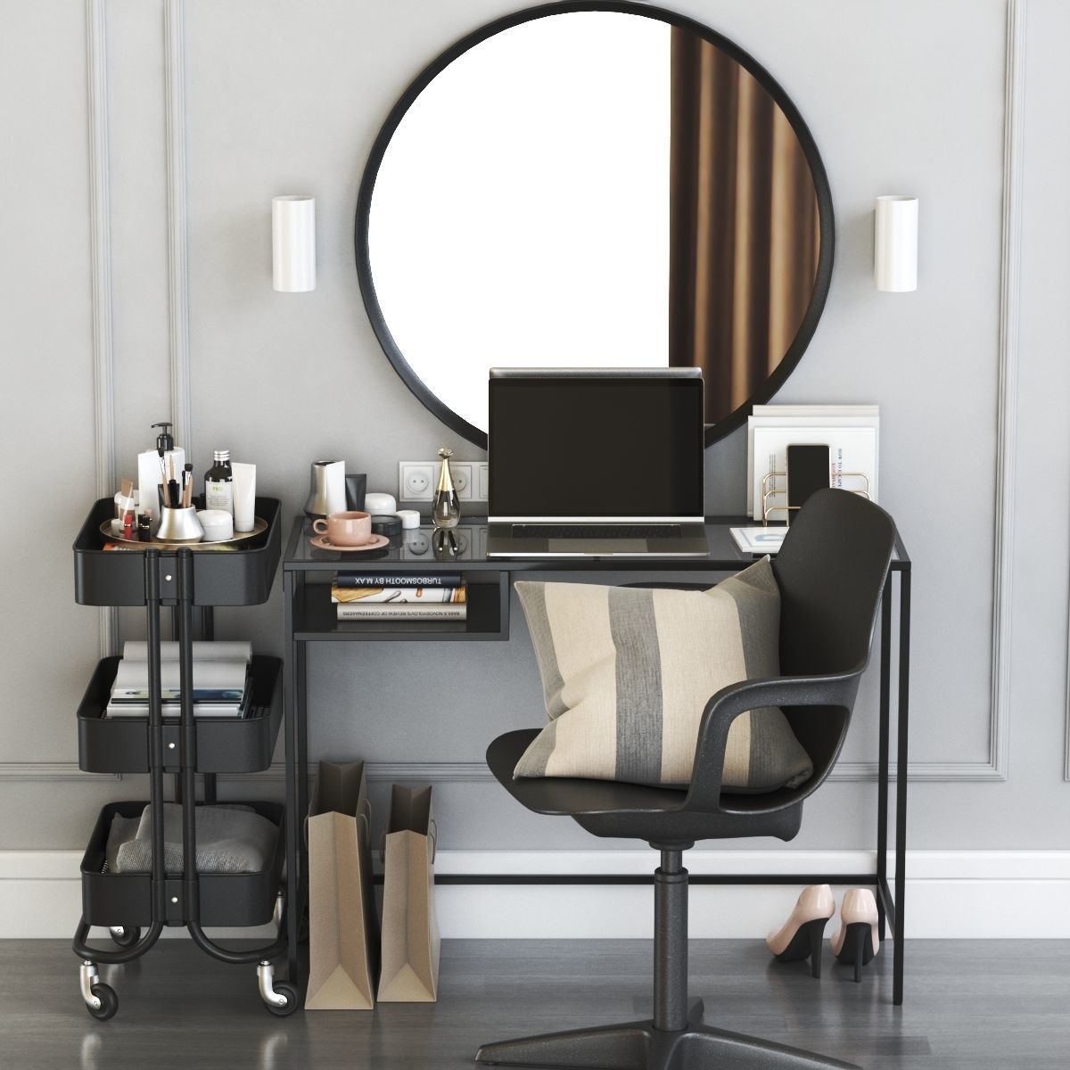VITTSJO dressing table with ODGER chair 3D model_3