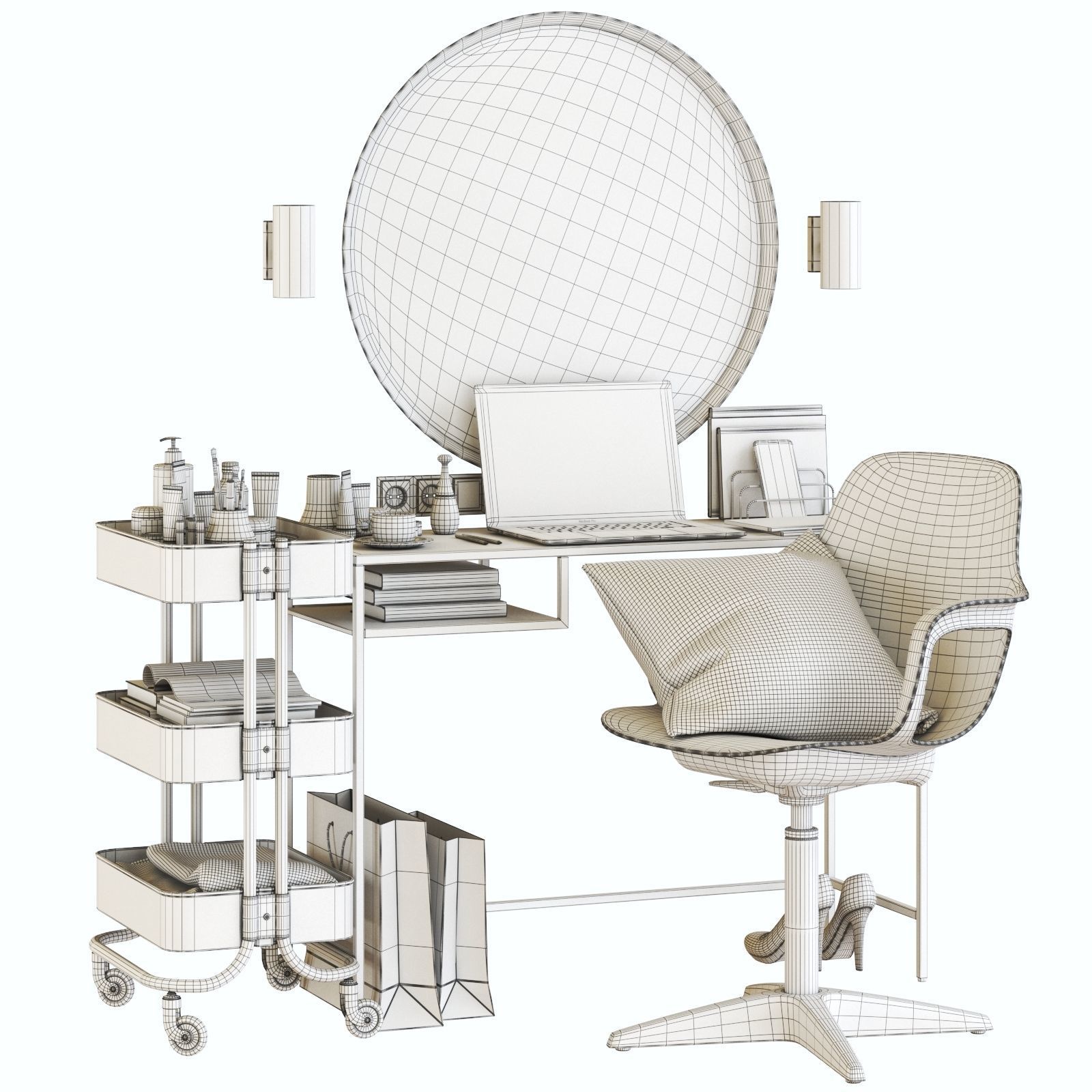VITTSJO dressing table with ODGER chair 3D model_2