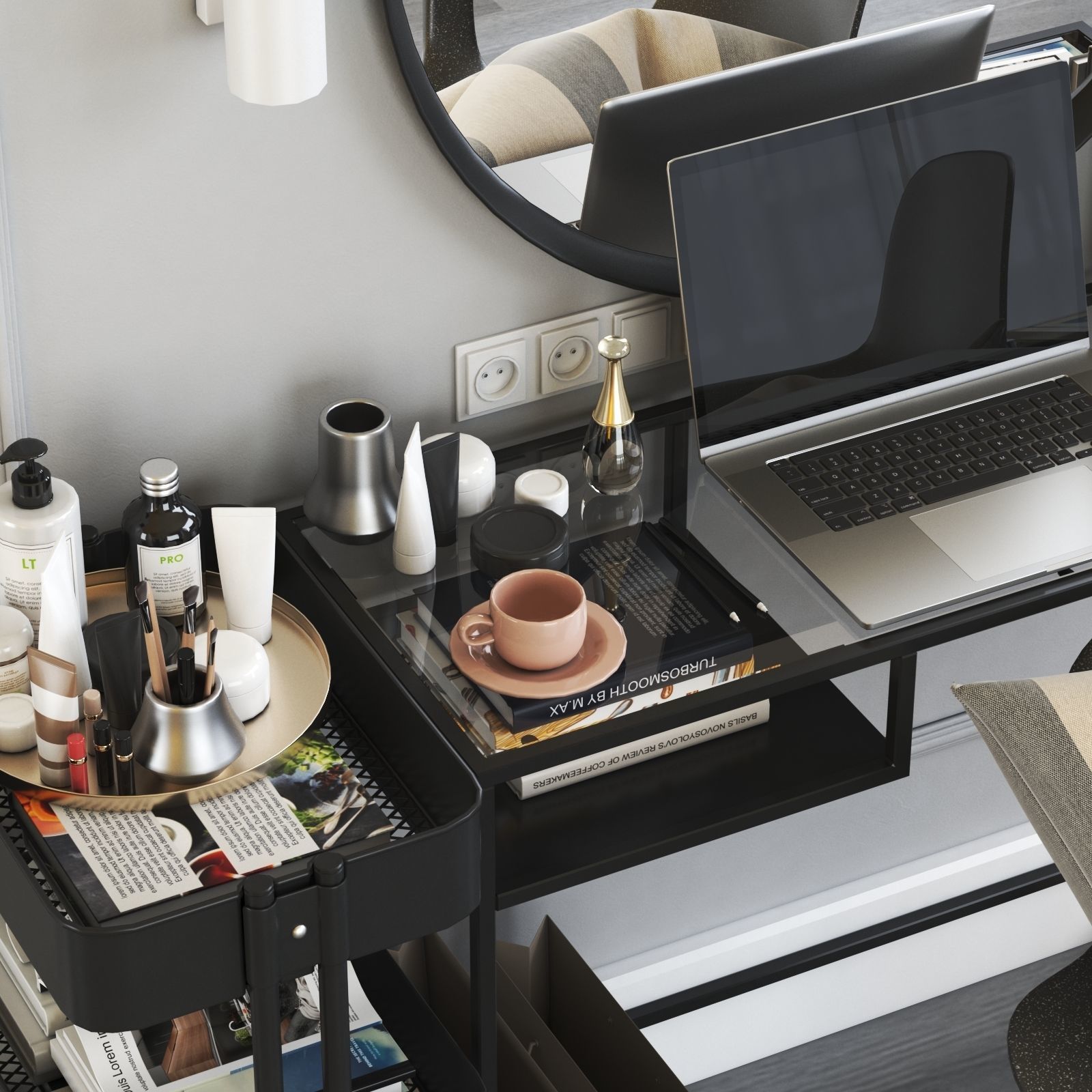 VITTSJO dressing table with ODGER chair 3D model_1