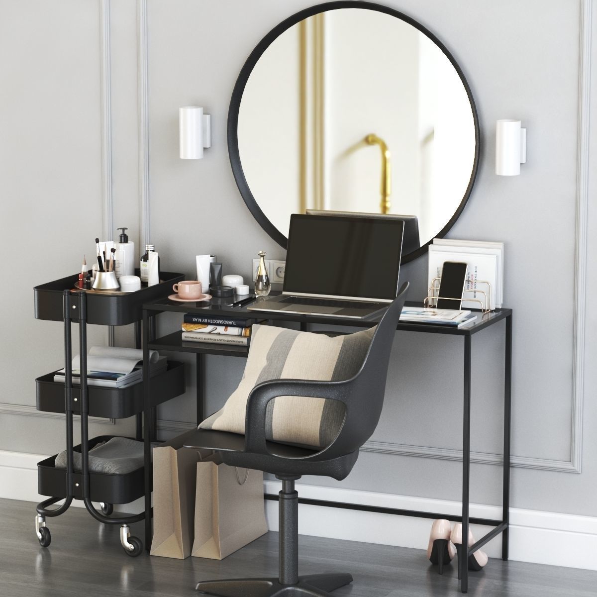 VITTSJO dressing table with ODGER chair 3D model_4