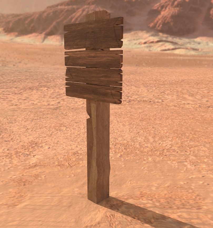 Old Road Sign - Low Poly Low-poly 3D model_3