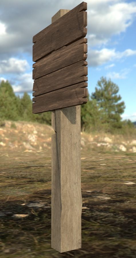 Old Road Sign - Low Poly Low-poly 3D model_1