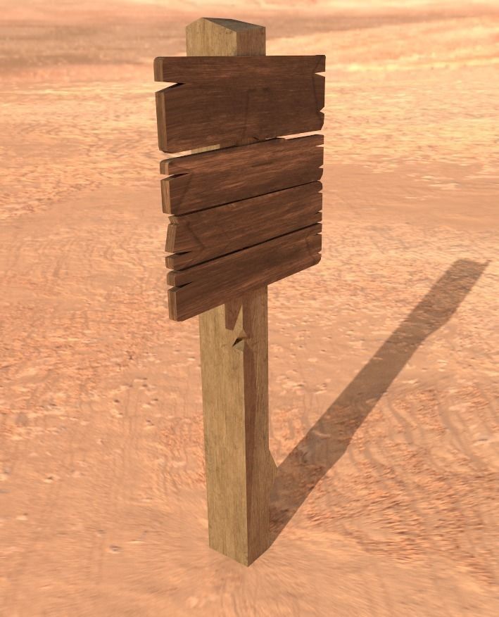 Old Road Sign - Low Poly Low-poly 3D model_4