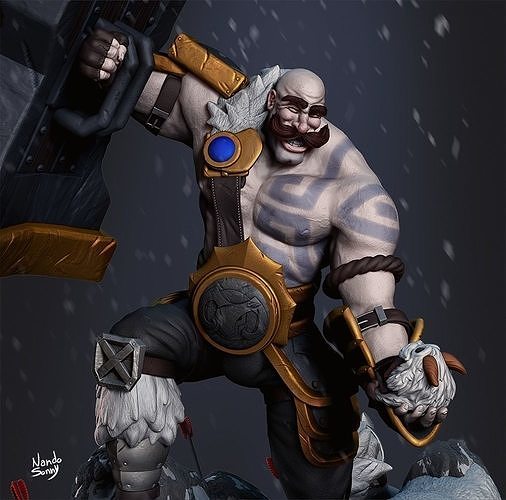 League of Legends - Braum saving Poro 3D print model 3D print model