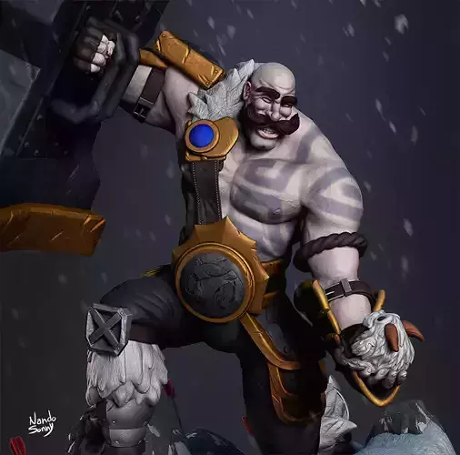 League of Legends - Braum saving Poro 3D print model 3D print model