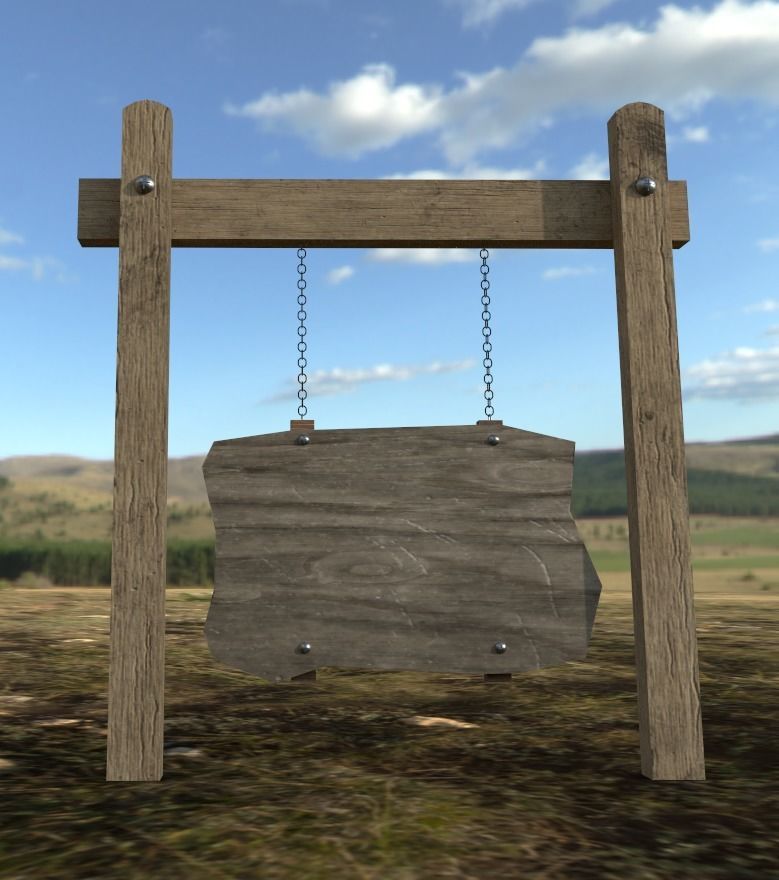 Old Road Sign - Low Poly Low-poly 3D model_4