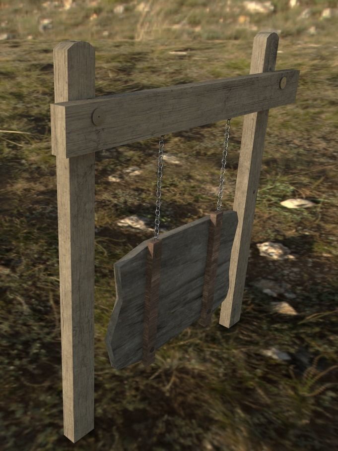 Old Road Sign - Low Poly Low-poly 3D model_2