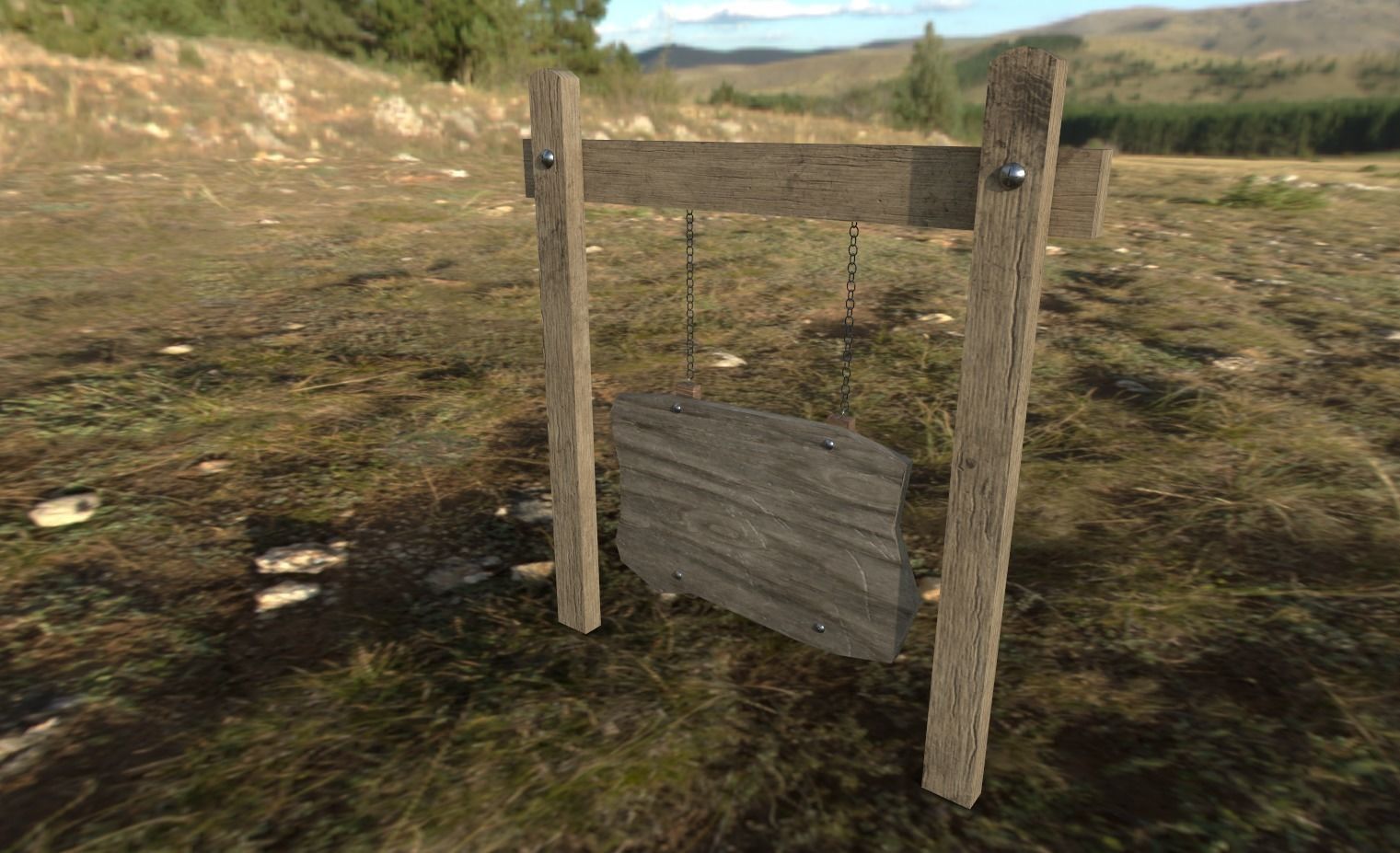 Old Road Sign - Low Poly Low-poly 3D model_5