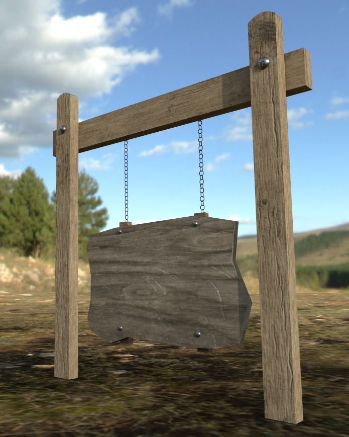 Old Road Sign - Low Poly Low-poly 3D model_1