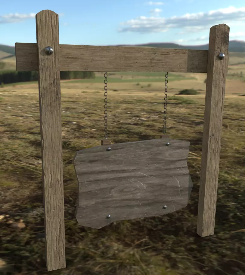 Old Road Sign - Low Poly Low-poly 3D model_0