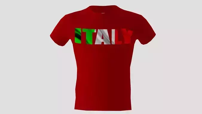 Low poly Italy shirt red colour 