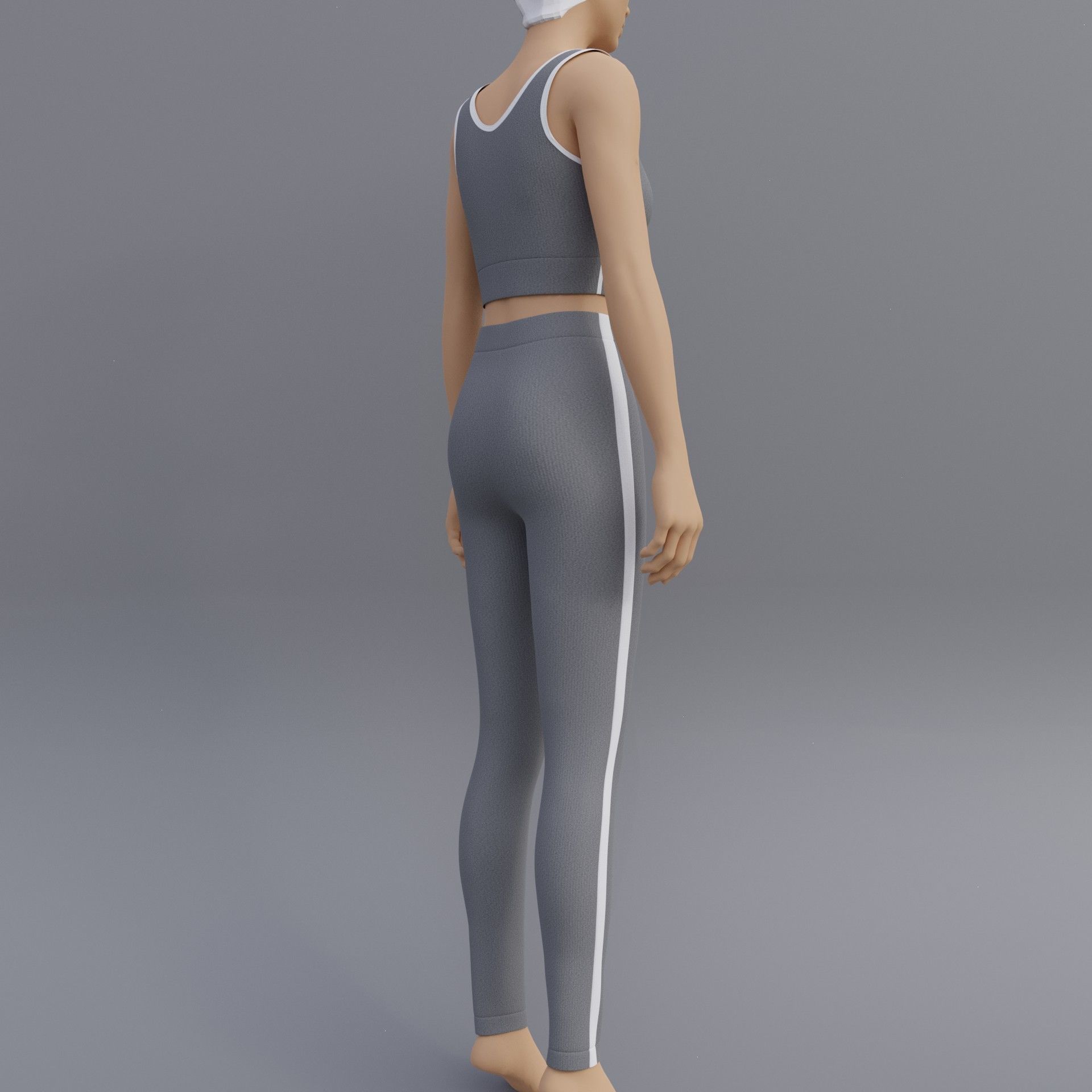 Female Yoga outfit - tracksuit Low-poly 3D model_2