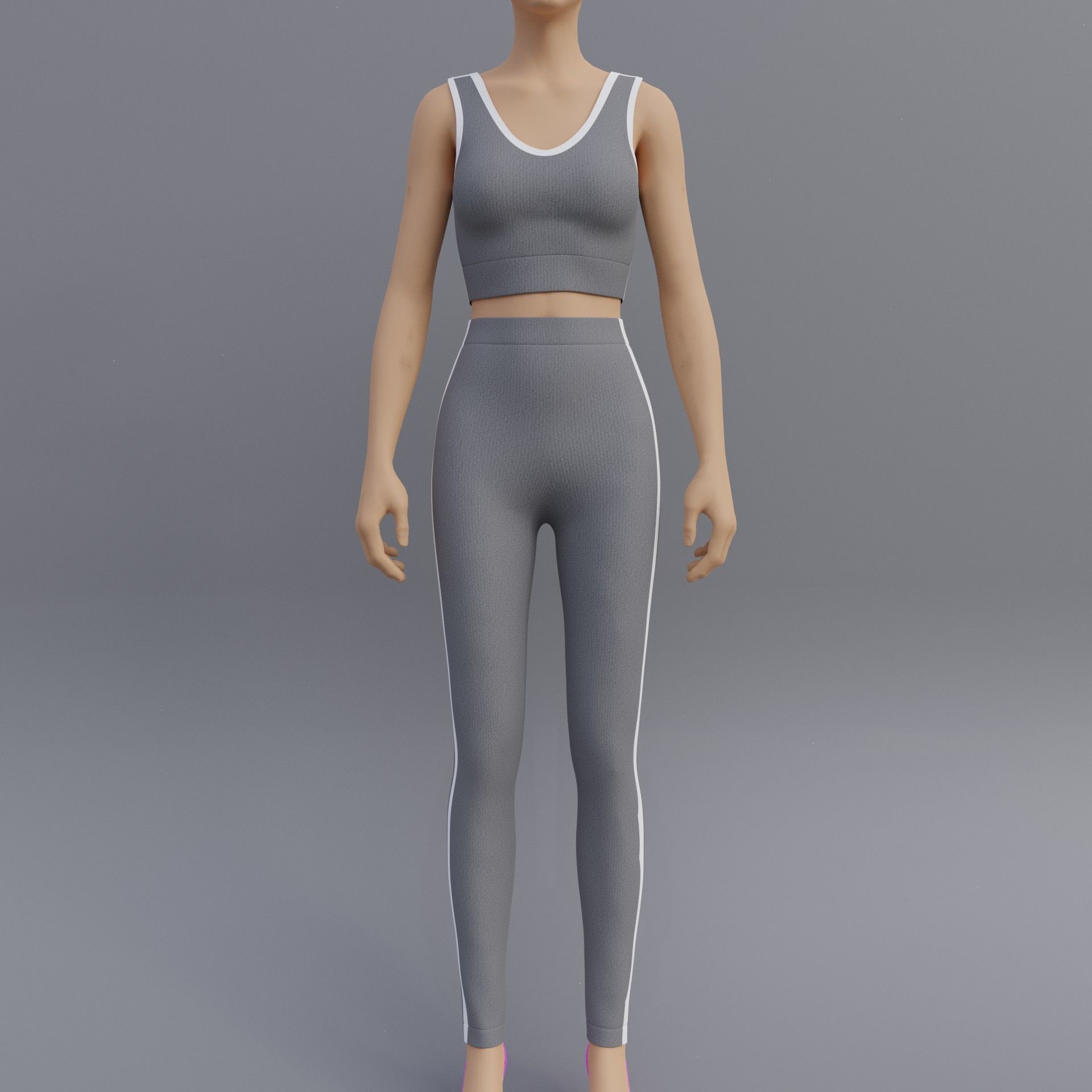 Female Yoga outfit - tracksuit Low-poly 3D model_5