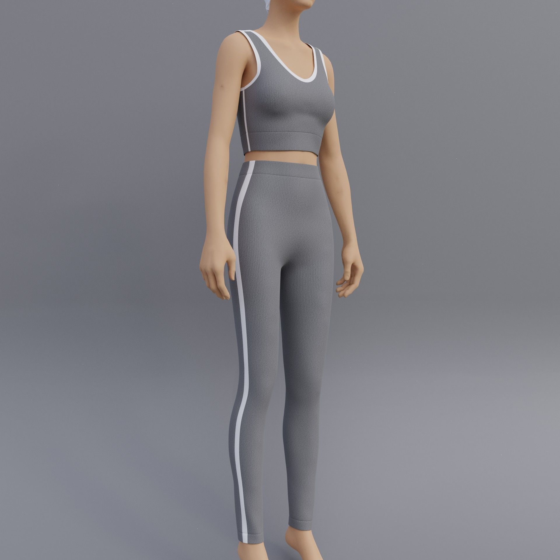 Female Yoga outfit - tracksuit Low-poly 3D model_1