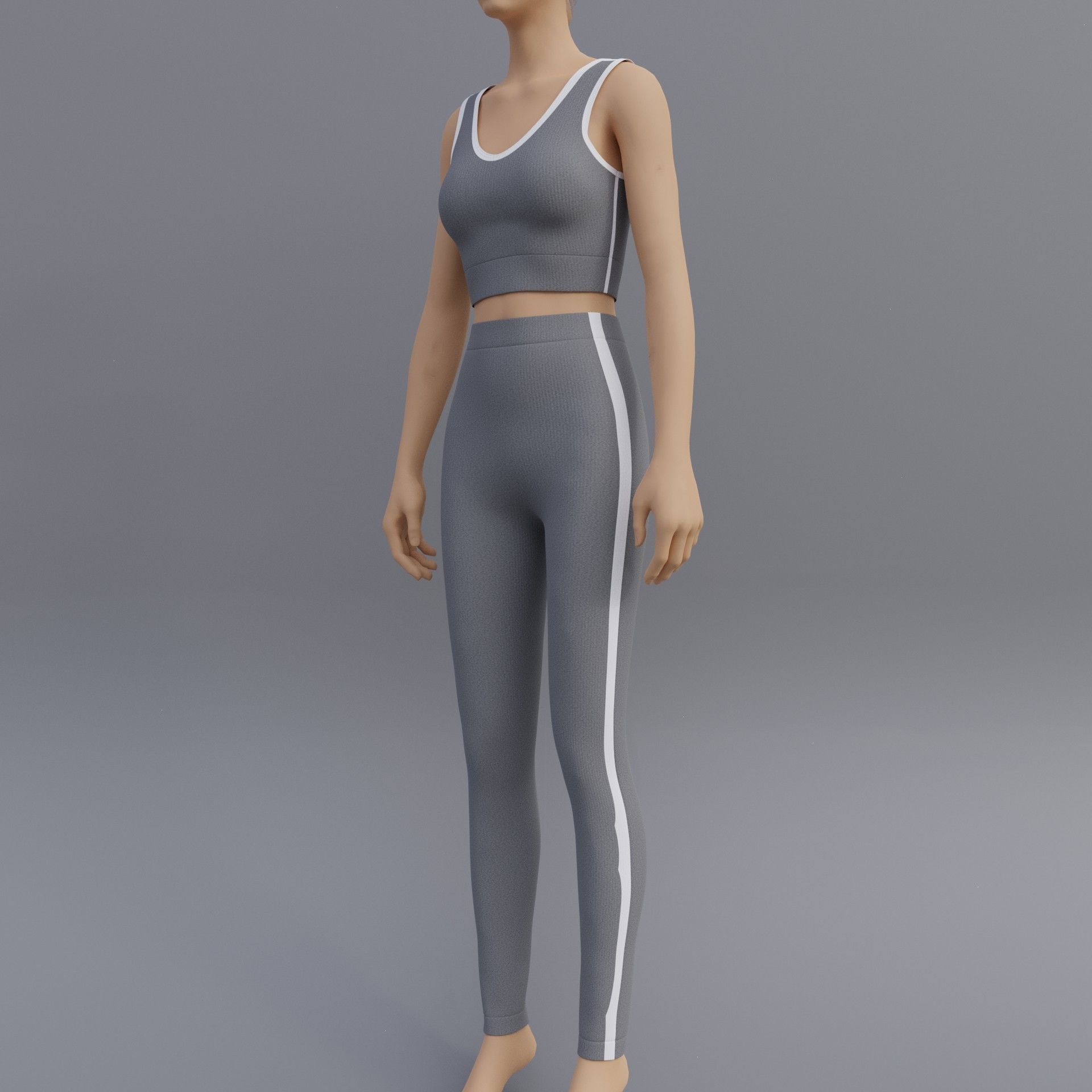 Female Yoga outfit - tracksuit Low-poly 3D model_4
