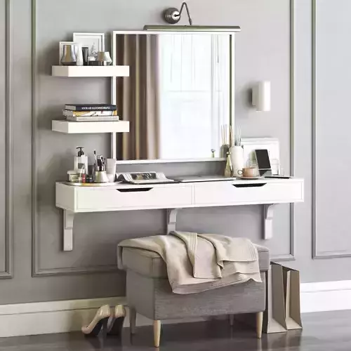 ALEX dressing table with STRANDMON ottoman