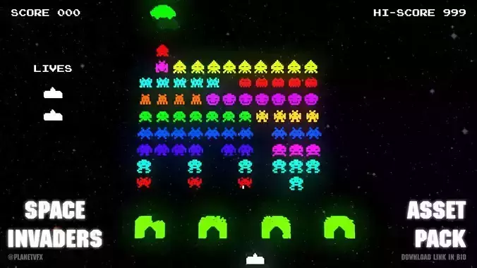 3d Space Invader Asset Pack Low-poly 3D model